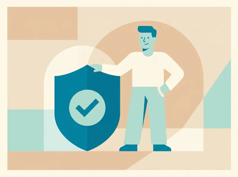 Illustration of a verified person with security shield