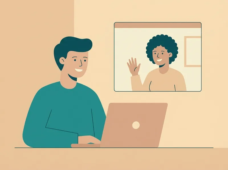 Illustration of a video call between customer and provider